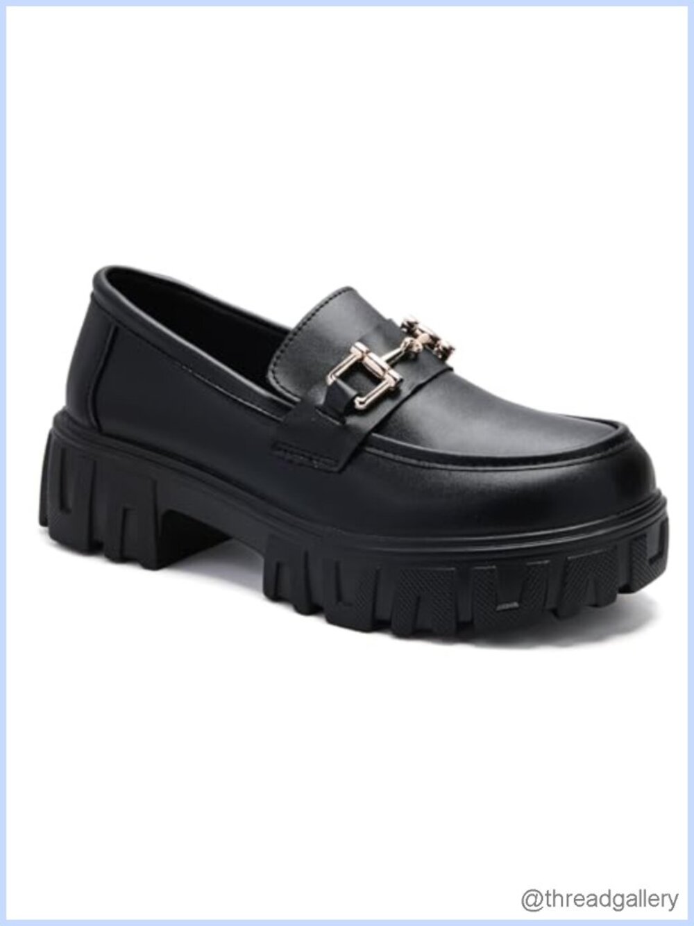Women's Platform Chunky Loafers Slip-On Business Dress Shoes with Chain